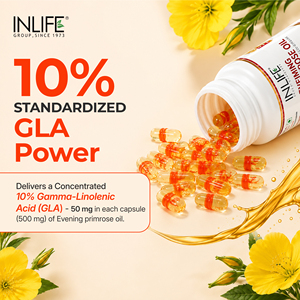 Capsules d'huile d'onagre 500mg 10% GLA Acide gamma-linolénique Oméga 6 9 Pressé à froid 60 gélules liquides - Product Image 3