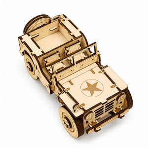 <b>DIY</b> Military Jeep Laser Cut Wooden Model <b>Kit</b> Premium 3D Puzzle Assembly Toy for Collectors Hobbyists Kids and Home Display Decor - Product Image 1
