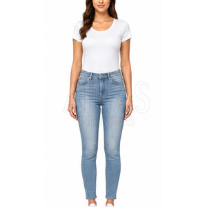 Jean d'hiver coupe droite pour femme, taille haute, en tissu extensible, mélange de coton doux, respirant, léger, pour usage quotidien décontracté - Product Image 3