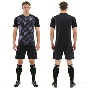 Maillot de football personnalisé par sublimation, col en V, manches courtes, respirant, anti-transpiration, séchage rapide, en mesh, uniforme adulte unisexe, kit d'équipe - Product Image 2