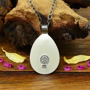 Pendentif lune vintage en argent sterling 925 avec pierre naturelle améthyste, motif fleur de cerisier, bijou unisexe pour fiançailles et usage quotidien - Product Image 4