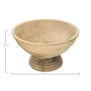 Cuenco de Pedestal de Madera Acanalado Concéntrico Estilo Japandi – Recipiente Minimalista de Grano Natural para Frutas y Objetos Pequeños - Product Image 3