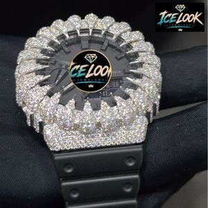 นาฬิกาควอตซ์หรูสำหรับผู้ชาย ICELOOK ขนาด 42 มม. หน้าปัดอนาล็อก-ดิจิตอล ประดับเพชร ตัวเรือนแซฟไฟร์คริสตัล กันน้ำได้ 20BAR - Product Image 2