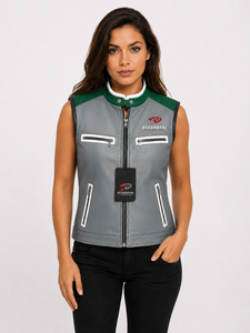 Chaleco de cuero para mujer con diseño de inspiración vintage, construcción en cuero de calidad, cierre seguro y silueta ajustada y cómoda. - Product Image 4