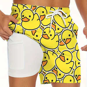 Short de bain pour homme à imprimé ananas, séchage rapide, avec cordon de serrage, décontracté, longueur courte, taille mi-haute, avec poches, couleur turquoise - Product Image 4