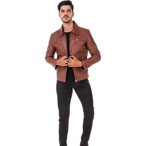 Veste d'hiver pour homme en cuir véritable de haute qualité, en vente directe d'usine, vestes en cuir pour homme avec rembourrage en polyester - Product Image 4