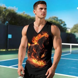 Camiseta deportiva con cuello en V para hombre, camiseta de entrenamiento sin mangas transpirable que absorbe la humedad - Product Image 3