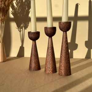 เชิงเทียนไม้ตกแต่งเทศกาล HWC พร้อมโคมไฟและที่วางขวดโหล - Product Image 5