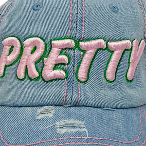 PRETTY GIRL <b>Light</b> Denim <b>Hat</b> Women Girls Fashion Denim Baseball Cap Custom Embroidery Adjustable Cotton Jean Cap Casual - Product Image 6