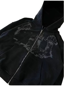 Regular Fit Solid Crop Hoodie Men 100% Cotton <b>Fleece</b> <b>Zipper</b>-Up Casual Sweatshirt Front Print Pocket Design Quick Dry Breathable - Product Image 2