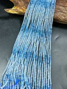 ลูกปัดพลอยอะความารีนธรรมชาติทรงกลมเหลี่ยมเพชรพลอย สีฟ้าสวยงาม คุณภาพสูง สำหรับทำเครื่องประดับ - Product Image 4