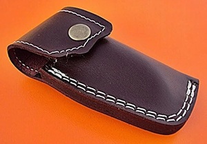 Couteau pliant artisanal en acier Damas de qualité industrielle avec manche en Micarta et étui en cuir pour le camping en plein air - Product Image 4