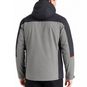 Classic <b>Men's</b> Hooded Softshell <b>Jacket</b> Light Gray Dark Gray with Orange Trim Outdoor Workwear <b>Jacket</b> OEM - Product Image 4
