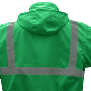 Chaqueta de Trabajo con Capucha Reflectante de Alta Visibilidad para Hombre, Verde y Negro, Chaqueta de Seguridad de Poliéster con Cremallera y Bolsillos - Product Image 5