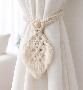 Macrame Curtain <b>Tiebacks</b> | Handmade Cotton Boho Window Holdbacks - Product Image 2