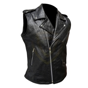 <b>Motorcycle</b> Leather Vest Men Winter Customizable Low Price Genuine Leather Vest - Product Image 1