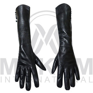 ถุงมือหนังคุณภาพสูง ระบายอากาศได้ดี หนังแกะไม่บุซับใน สีดำ - Product Image 3