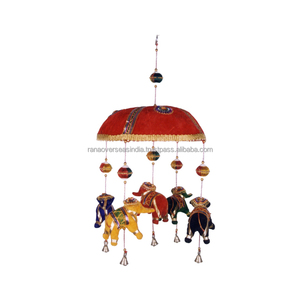 Fábrica al por mayor diseño de elefante estilo tradicional campanas de viento de algodón para balcón ventana Patio tela decorativa colgante - Product Image 6