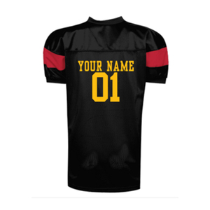 Camiseta de Fútbol Americano Personalizada Negra y Roja, Cuello en V, Manga Corta, Malla Transpirable, Impresión Sublimada, Nombre del Equipo, Cualquier Nombre 00 - Product Image 5