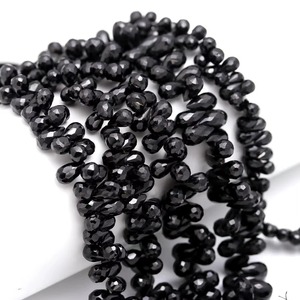 Perles de spinelle noire naturelle facettées en forme de goutte d'eau, 8 pouces, en vrac, pour la fabrication de bijoux DIY, provenant d'un fournisseur indien - Product Image 4