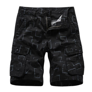 Shorts cargo pour hommes, coupe ample, shorts cargo pour hommes de haute qualité, noirs, multi-poches, en coton - Product Image 6