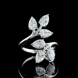 Lab Grown Pear Cut Diamond Leaf Vine Open <b>Wrap</b> Ring Nature Inspired <b>Wedding</b> Ring Rhodium 10K 14K 18K Gold 925 935 Party <b>Gift</b> - Product Image 1