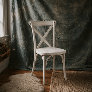 Silla Crossback de Resina con Acabado Lime Wash, Diseño Moderno y Duradero, Ajustable para Comedor, Uso en Exteriores y Hoteles - Product Image 1