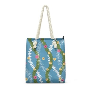 Bolso de Mano con Estampado de Hibisco Puakenikeni Hawaiano, Bolso de Playa para Mujer, Bolso de Hombro con Cuerda, Práctico y Moderno - Product Image 2