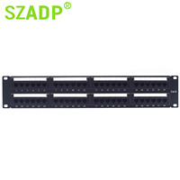 Panel Patch 24/48 Port Cat6 19 1U 2U Manajemen Kabel Ethernet Panel Patch RJ45 Rangka Distribusi Modular untuk Switch Jaringan