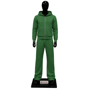 Conjunto de chándal verde con tachuelas para hombre, sudadera con capucha de cremallera completa y pantalones de pierna recta, ropa casual de calle, traje de jogging, venta al por mayor personalizada, premium - Product Image 1
