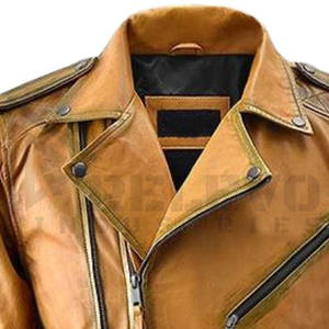 Chaqueta de Cuero Amarilla Personalizada para Hombre, Estilo Motero Casual, Resistente al Viento, Ropa de Calle, Proveedor al por Mayor - Product Image 5