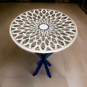 Mesa de Centro Redonda Contemporánea Hecha a Mano con Tapa de Mármol, Arte en Piedra Natural, Resistente al Agua y al Fuego, para Uso en Hoteles - Product Image 1