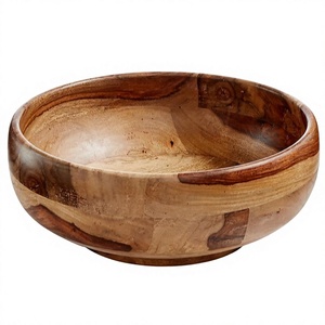 Bol de service rond en bois pour salade, fruits, pâtes – Vaisselle artisanale pour mariage, fête, maison – Vente chaude - Product Image 6