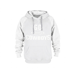 Sweat à capuche de football Go Cowboys pour homme, manches raglan, bleu marine et gris, en coton et laine, décontracté, hiver, respirant, écologique, imperméable, doublé - Product Image 3