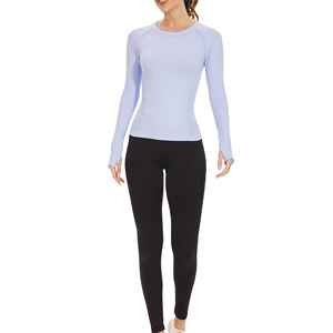 Camiseta de Yoga de Alta Calidad para Mujer, Color Sólido, Moda, Manga Larga, Transpirable, Ropa Deportiva para Correr, Camiseta de Yoga - Product Image 5
