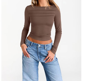 Camiseta Deportiva de Manga Larga con Cuello Alto para Mujer, Elástica, de Secado Rápido, para Entrenamiento, Fitness, Running, Yoga - Product Image 4