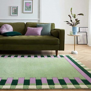 Modern Geometric Area Rug Rectangle Blue Cream Border Flat Weave Non-Slip Living <b>Room</b> Home Decor Contemporary Accent <b>Carpet</b> - Product Image 6