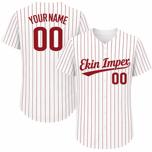 <b>Hot</b> Sale Custom Sublimated Stitched Baseball Design Blank BaseballJersey <b>Red</b> Custom Stripe Casual Baseball Jersey - Product Image 2
