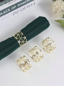 Geometric Brass Napkin <b>Rings</b> 4.5cm Width Modern Table Decor Wedding Accessory Durable - Product Image 1