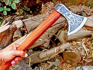 Hache en acier forgé avec manche en bois, lame gravée sur mesure, pour fendre du bois de chauffage, hache de survie pour le camping - Product Image 5