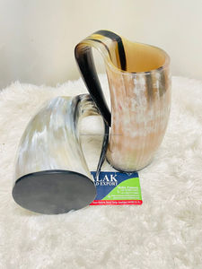 Taza de cuerno para beber estilo Búfalo con asa Taza de cuerno vikingo de animal pulido natural para cerveza y café de Falak World Export - Product Image 2