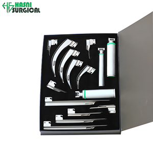 Proveedor de Instrumentos Médicos de Acero Inoxidable, Juego de 12 Piezas de Laringoscopio de Fibra Óptica Macintosh y Miller con 3 Empuñaduras y Estuche - Product Image 1