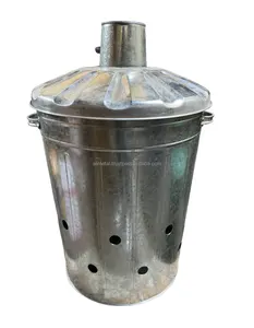 Lixeira de metal galvanizado para balde de jardim com tampa à prova de vazamento ventilada e totalmente personalizável