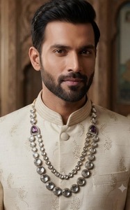Designer Kundan Polki Groom Mala <b>Necklace</b> for Men Traditional Wedding Sherwani <b>Necklace</b> Ethnic Baraat Jewelry <b>Statement</b> Mala - Product Image 2