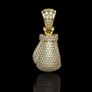 2.20CT Moissanite <b>Boxing</b> <b>Glove</b> Pendant 925 Silver 14K Gold Plated Strength <b>Necklace</b> Powerful Gift Round Cut Hip Hop Pendent - Product Image 3