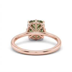 แหวนเพชรทรงคุชชั่นสีเขียว 3 กะรัต, แหวนหมั้นทองคำกุหลาบ 14K, เครื่องประดับชั้นดีที่มีเอกลักษณ์, แหวนหรูหราโดดเด่น - Product Image 4