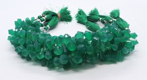 ลูกปัดหินออนิกซ์สีเขียวธรรมชาติทรงกรวยเหลี่ยมเพชรพลอย ลูกปัดหินออนิกซ์บริโอเล็ตคุณภาพสูง ลูกปัดหินออนิกซ์สีเขียวธรรมชาติคุณภาพสูง - Product Image 6