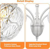 Lustre vintage en nickel brossé, hauteur réglable, luminaire pour salle à manger avec verre soufflé artisanal pour cuisine et entrée