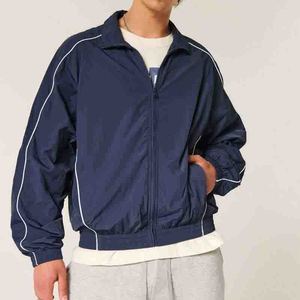 <b>Men's</b> windproof bomber <b>jacket</b> Casual solid color <b>jacket</b> Polyester autumn wear <b>men</b> Loose fit hooded <b>jacket</b> - Product Image 4