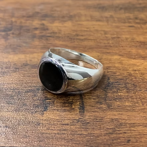 Bague unisexe en onyx noir, argent 925, minimaliste, à porter tous les jours, idéale pour les cadeaux, toutes occasions - Product Image 2